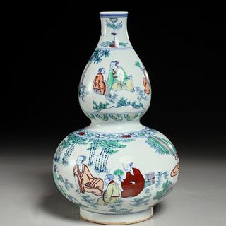 Chinese doucai porcelain double gourd
