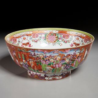 Chinese Export rose mandarin punch bowl