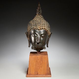 Large Sukhothai bronze Buddha head
