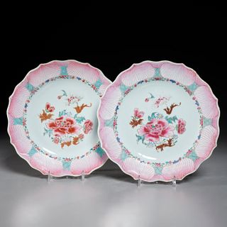 Pair Chinese Export Lotus plates