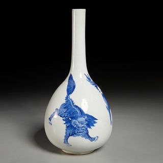Chinese blue and white 'Qilin' bottle vase