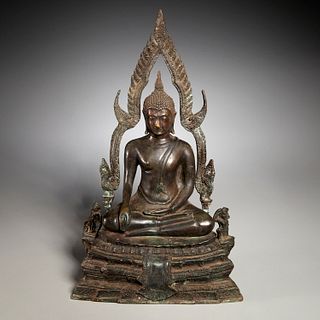 Thai seated bronze Phra Phuttha Chinnarat buddha