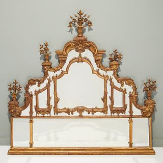 Chippendale style giltwood overmantle mirror