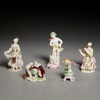 (5) English porcelain figures, incl Bow & Derby