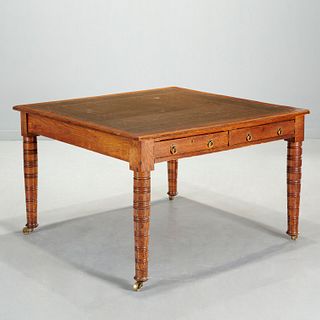 Good Victorian oak library or writing table