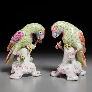 Bow (attrib.), rare porcelain parrot models