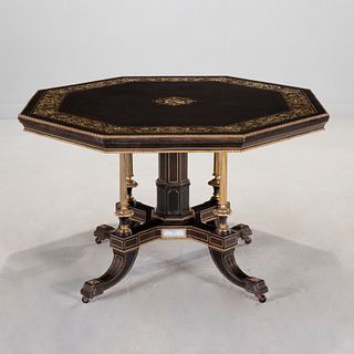 Fine Renaissance Revival ebonized center table