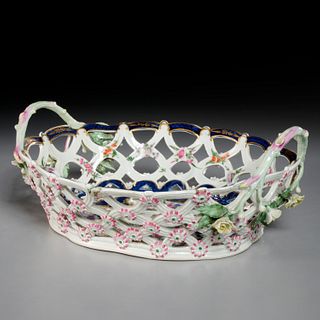 Large First Period Worcester blue scale basket