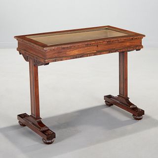 William IV brass inlaid rosewood vitrine table
