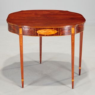 Federal mahogany and maple games table