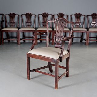 Set (8) George III mahogany dining chairs