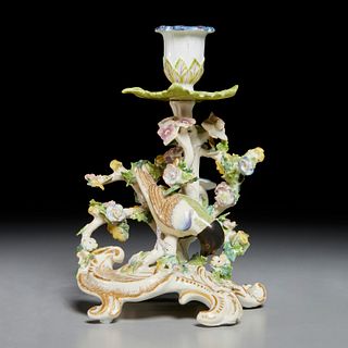 Chelsea 'Bird in Branches' candlestick, 18th c.