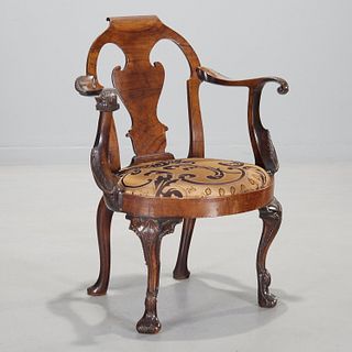 Good George II carved walnut armchair