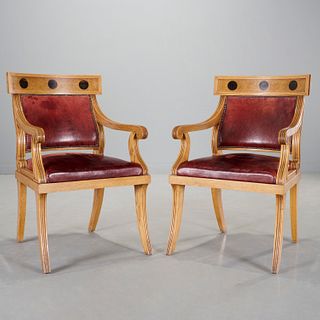 Howe London (attrib), pair oak klismos chairs