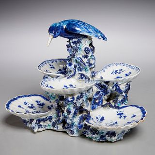 Derby blue and white shell centerpiece, 18th c.