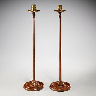 Pair large George III style mahogany candlesticks