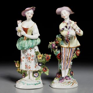 Pair Derby figures of poulterers, 18th c.