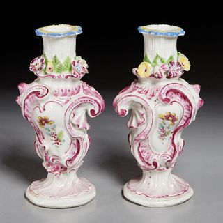 Pair Bow rococo vase-form candle sticks, 18th c.