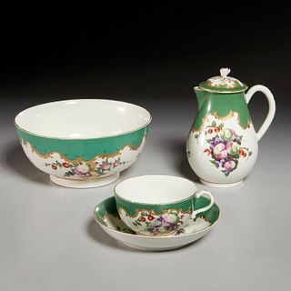 (4) piece Worcester 'Spotted Fruit' group, 18th c.