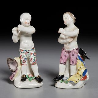 Pair Bow figures of pugilists, 18th c.