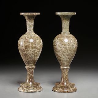 Pair Victorian Cornish serpentine marble vases