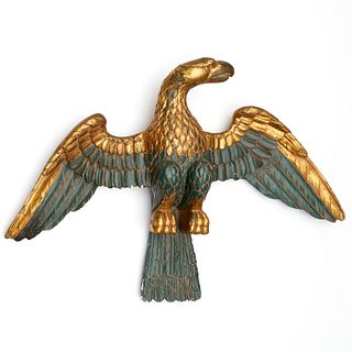 Large antique gilt and painted plaster eagle