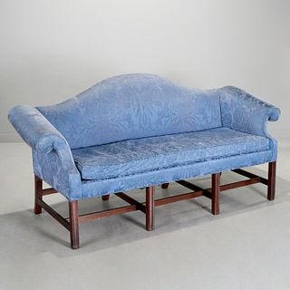 Chippendale mahogany camelback sofa