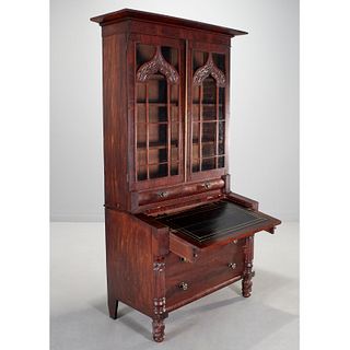 American Classical carved secretary bookcase