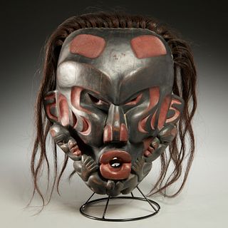 Kwakiutl polychromed wood mask of Dzunukwa