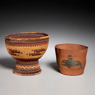 (2) Tlingit and Hupa woven baskets