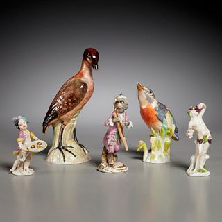 (5) German porcelain figures, incl Meissen