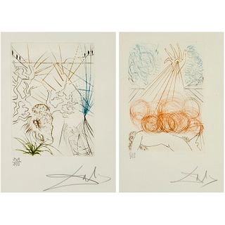 Salvador Dali, (2) color drypoint etchings, 1970