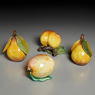 (3) Delft fruit models and (1) box, 18th c.