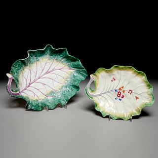 Meissen and Worcester cabbage leaf dishes, 18th c.