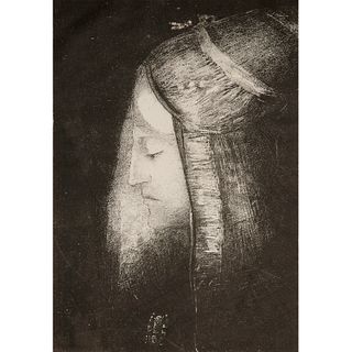 Odilon Redon, black and white lithograph, 1886