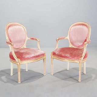Pair Christopher Norman velvet upholstered chairs