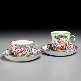 Doccia tea and coffee cup with saucers, 18th c.