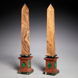 Nice pair Grand Tour specimen stone obelisks