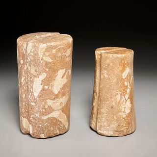 (2) Ancient Central Asiatic stone cylinder weights