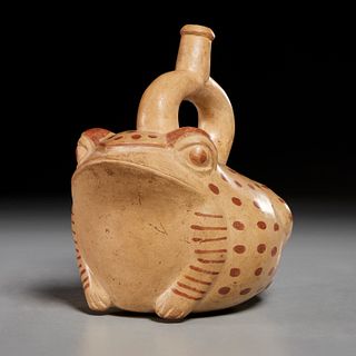 Moche pottery effigy stirrup vessel