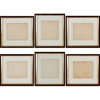 Monrocq, (6) French embossed paper panels