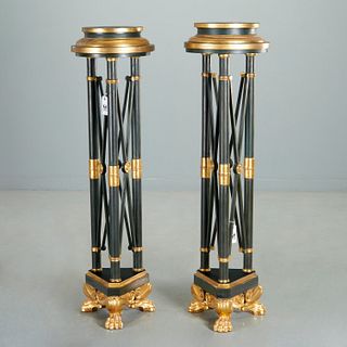 Pair Empire style giltwood torchiere pedestals