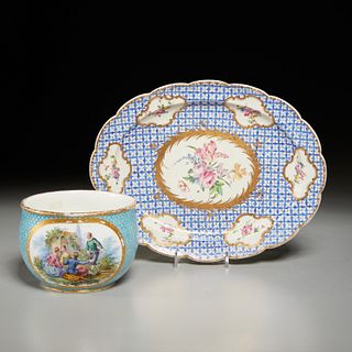 (2) antique Chantilly & Sevres porcelains