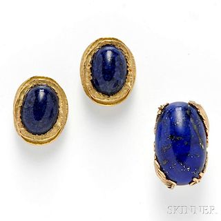 18kt Gold and Sodalite Earclips