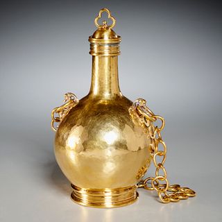 Tiffany & Co., gilt sterling hanging wine jug