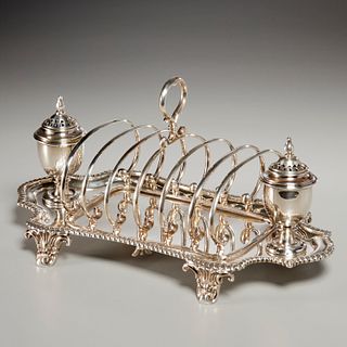 Large Victorian sterling silver toast rack