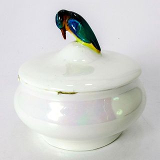 Vintage Royal Doulton Luster Lidded Jar with Bird Finial