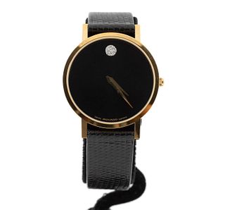 MEN'S MOVADO GOLD PLATED MUSEUM STRAP WATCH