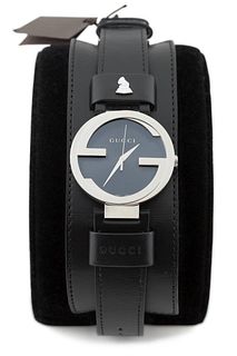 GUCCI STAINLESS GRAMMY LEATHER STRAP/CUFF WATCH