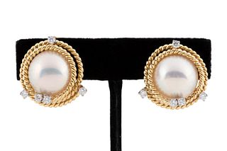 PAIR SCHLUMBERGER FOR TIFFANY & CO PEARL EARRINGS